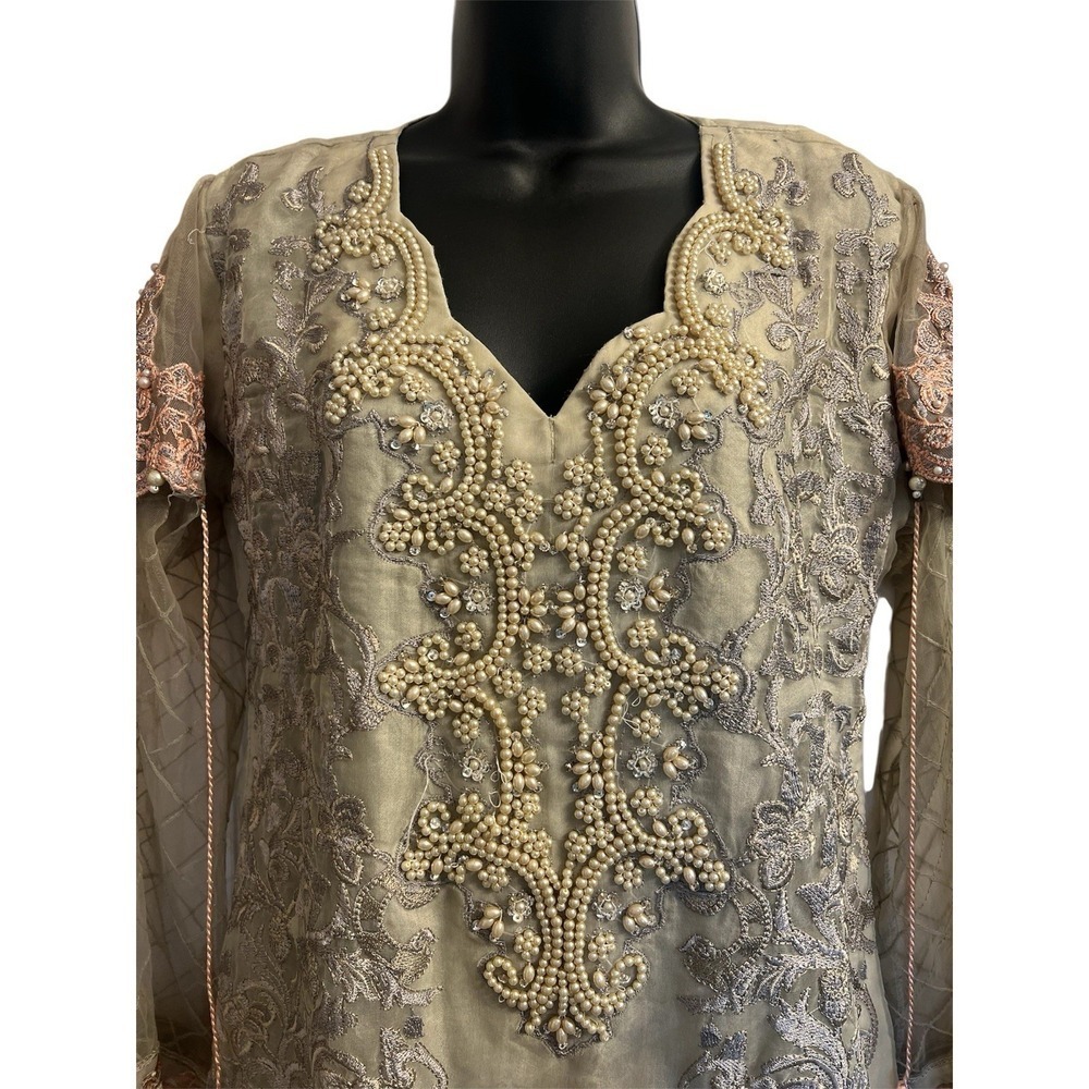 Eid Zahra Rubab Light Green And Pink Dress Sz M